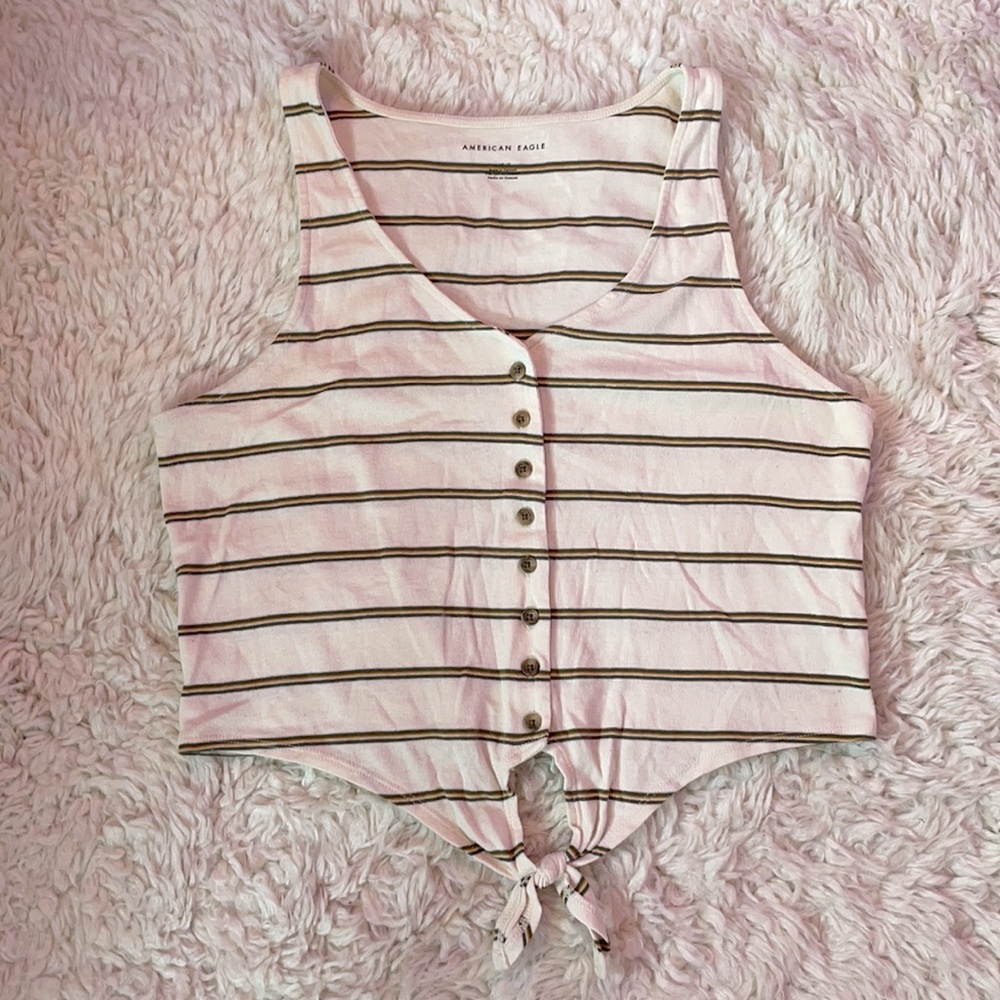 American Eagle Button Down + Tie Front Tank